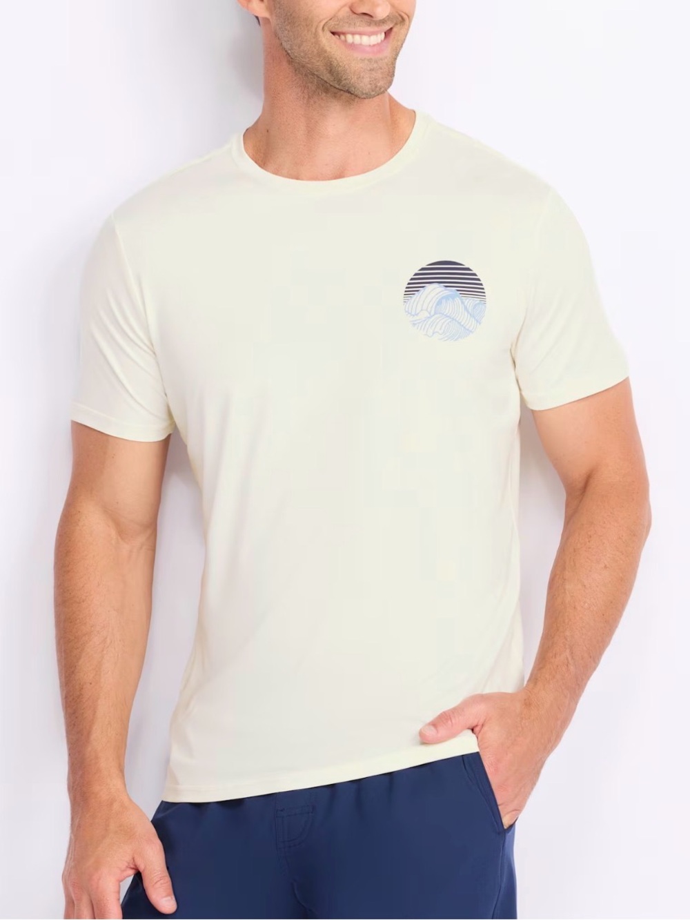 01.Algo AlgoFlex Performance Graphic Crew Tee Medium Off White NWT STITCH FIX
